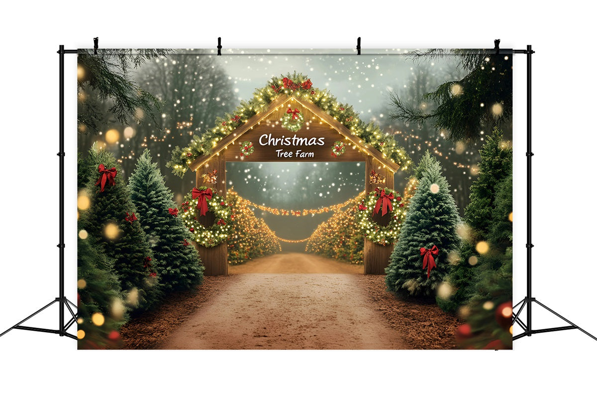 Toile de fond Noël Ferme de Sapins et Arche en Bois GQ58-50