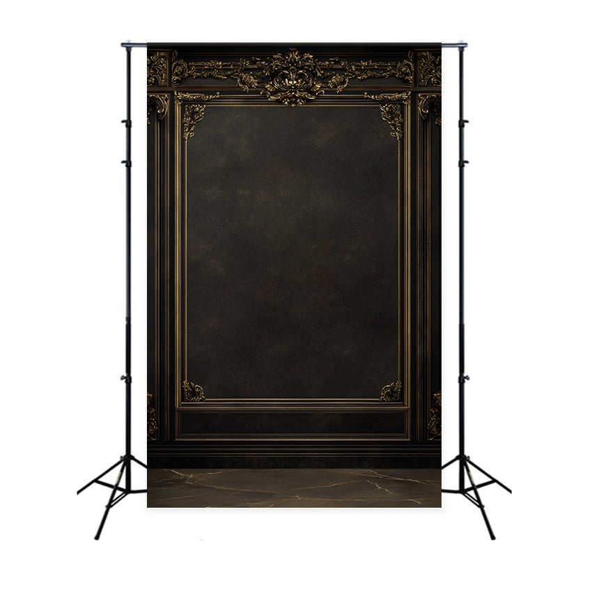 Fond Photo Portrait Cadre Baroque Doré Orné Mur Foncé GQ58-70