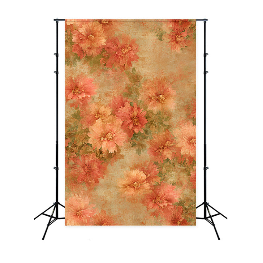 Toile de fond Photo Portrait Motif Floral Automne Aquarelle Vintage GQ58-76