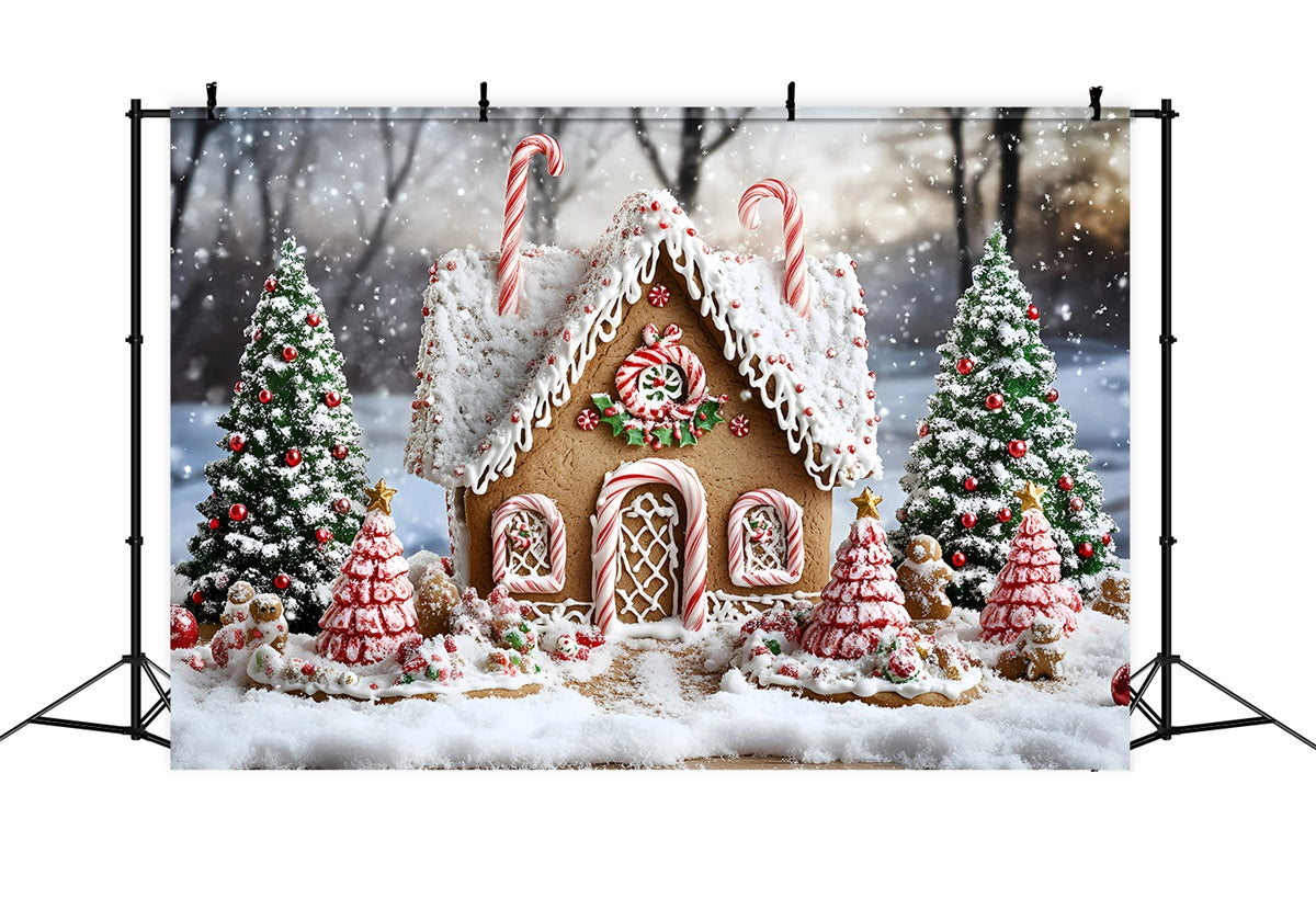 Toile de fond Noël Chalet Douillet Toit Menthe Poivrée GQ58-8