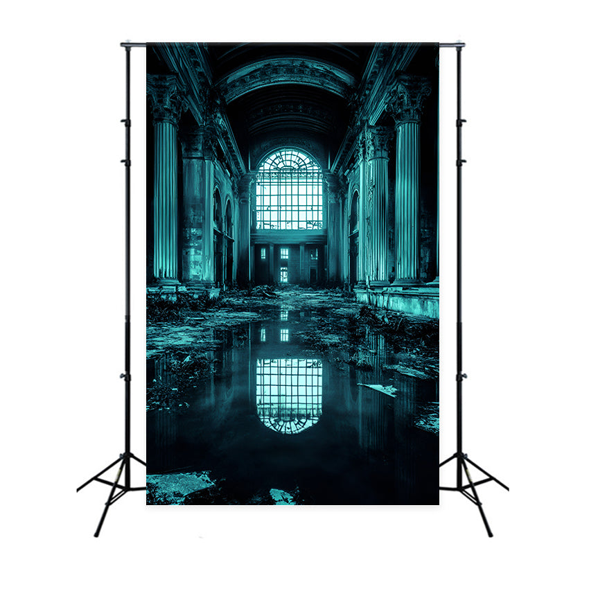 Fond Pour Photo Portrait Grande Salle Abandonnée Réflexion Eau GQ58-86