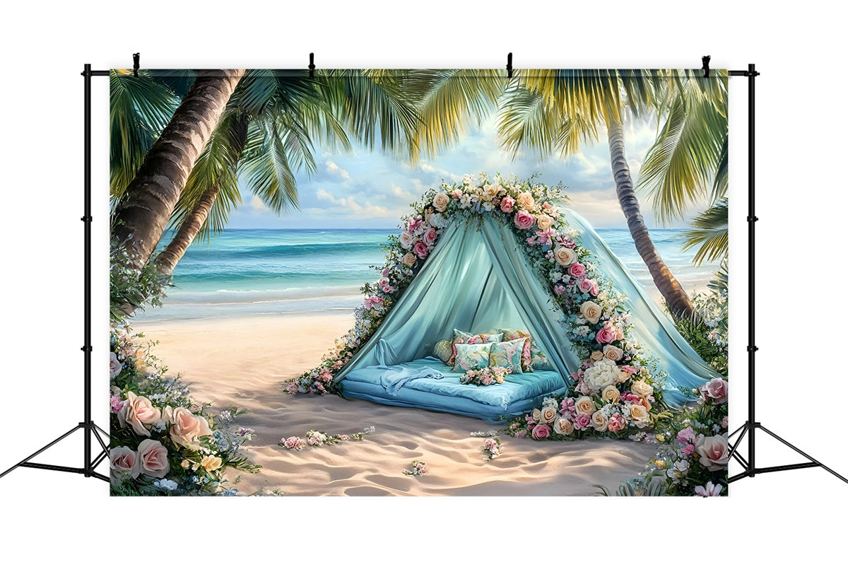 Toile de fond Été Plage Tente Florale Romantique GQ6-1
