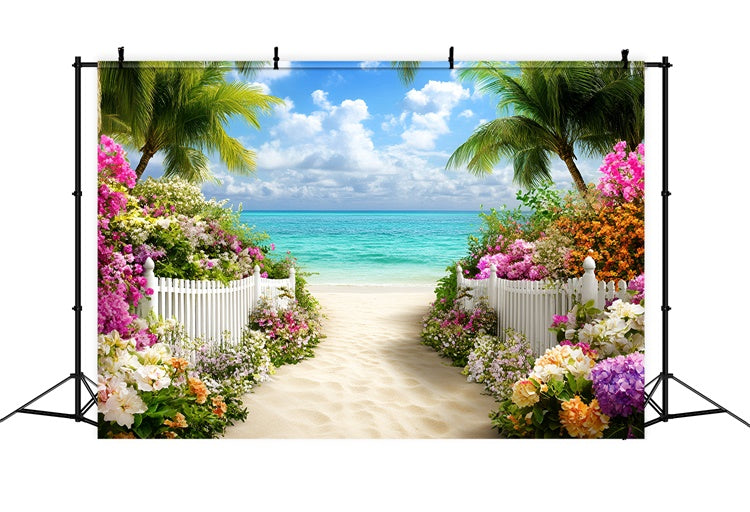 Toile de fond Photo Plage Entrée Fleurs Été GQ6-12