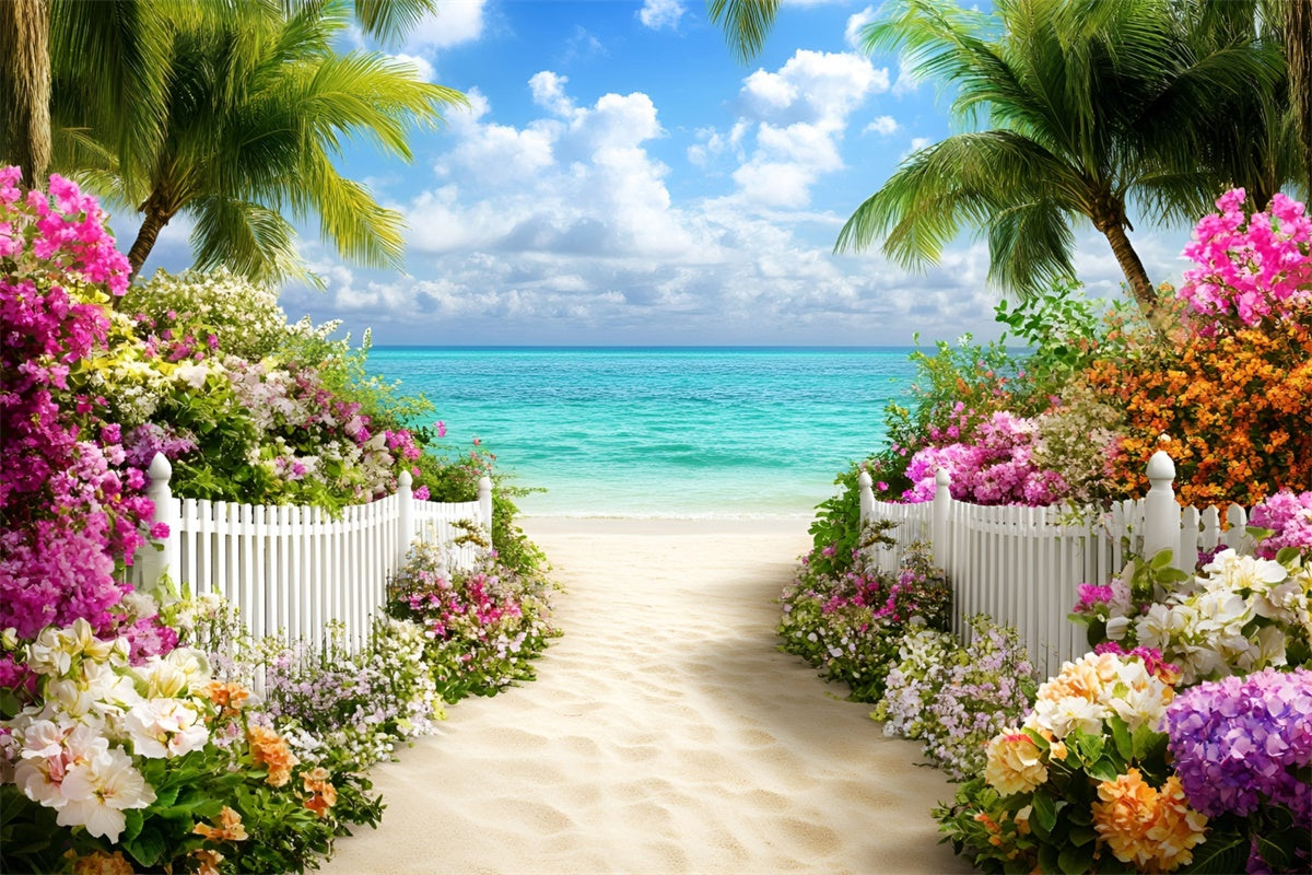 Toile de fond Photo Plage Entrée Fleurs Été GQ6-12