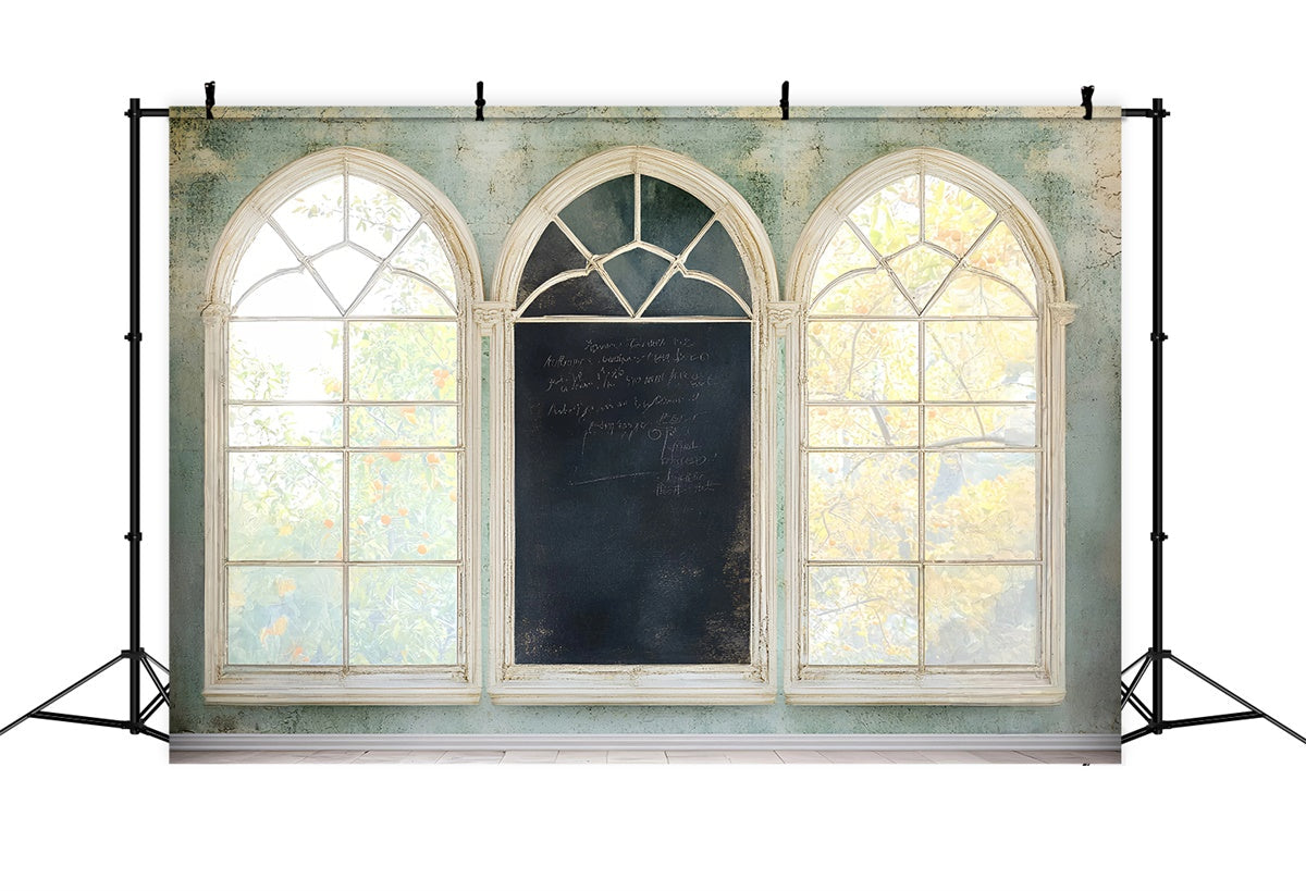 Toile de fond Retour à l’École Fenêtre Arche Vintage GQ6-123