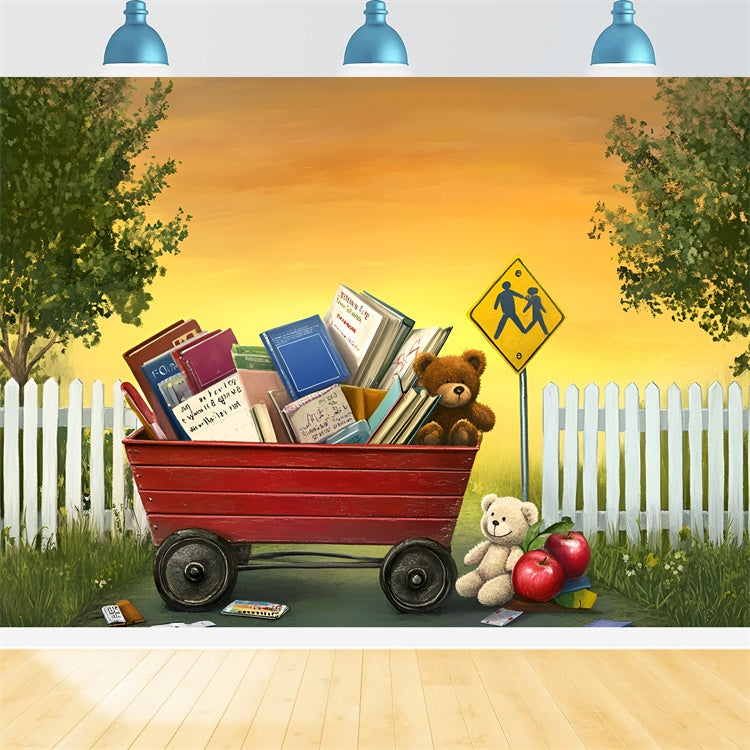 Toile de fond Retour à l’École Bienvenue Ours et Livres GQ6-132