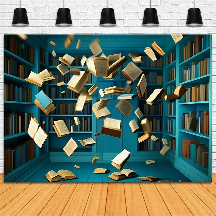 Toile de fond Retour à l’École Tempête de Livres Salle Bleue GQ6-133