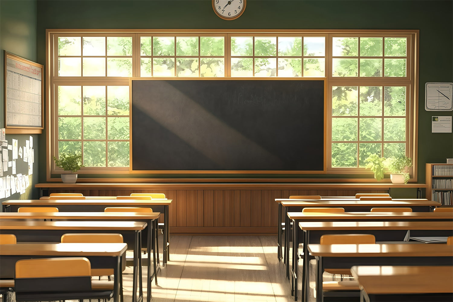 Toile de fond Salle de Classe Étude Matinale Paisible GQ6-135