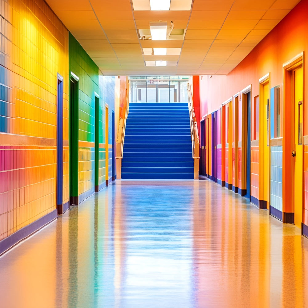 Toile de fond Salle de Classe Couloir Arc-en-ciel GQ6-147