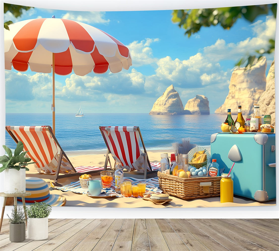Toile de fond Photo Été Vacances Parasol Plage GQ6-15