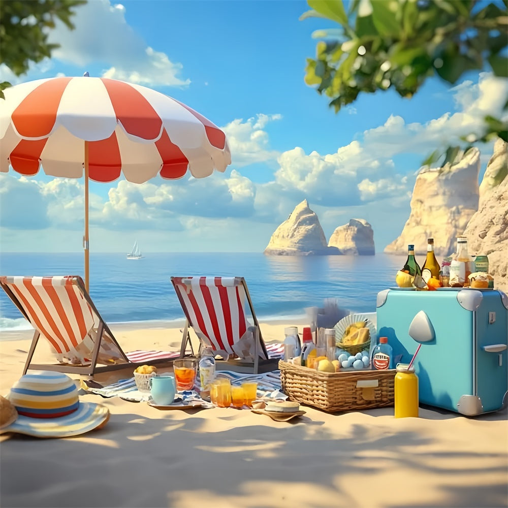 Toile de fond Photo Été Vacances Parasol Plage GQ6-15