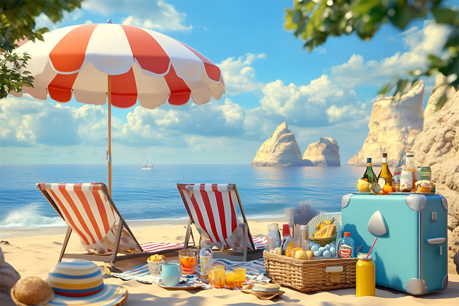 Toile de fond Photo Été Vacances Parasol Plage GQ6-15