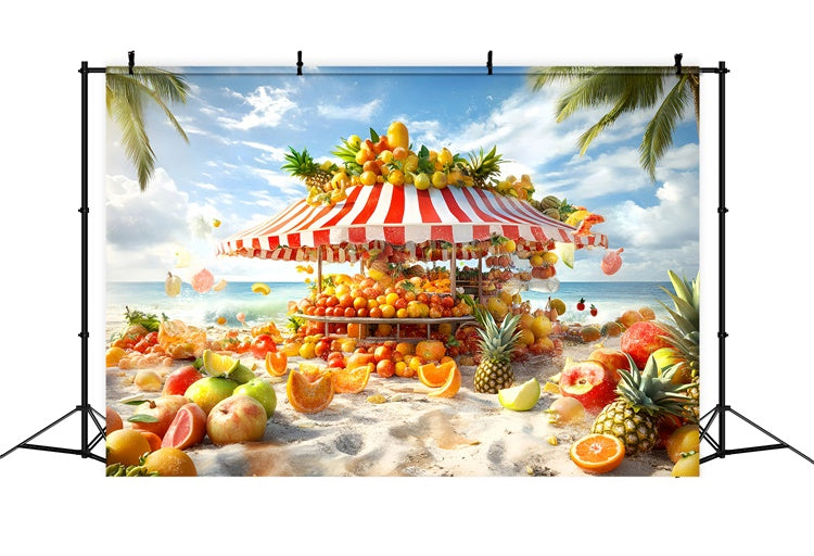 Toile de fond Été Plage Tropicale Stand de Fruits Colorés GQ6-16