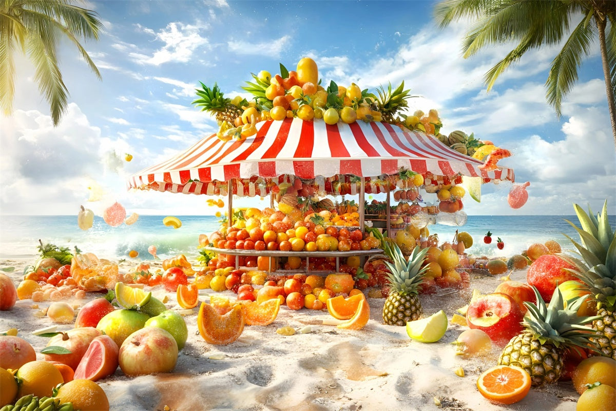 Toile de fond Été Plage Tropicale Stand de Fruits Colorés GQ6-16
