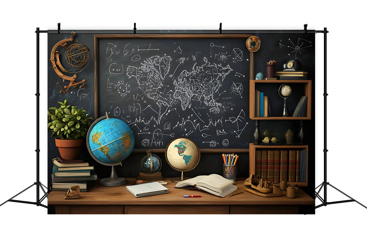 Toile de fond Tableau Carte du Monde Mur du Savant GQ6-162