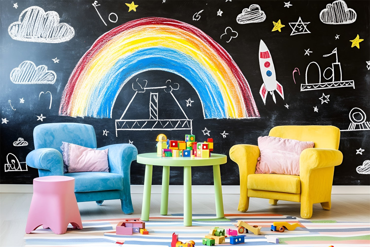 Toile de fond Tableau Mur Arc-en-ciel Apprentissage GQ6-169