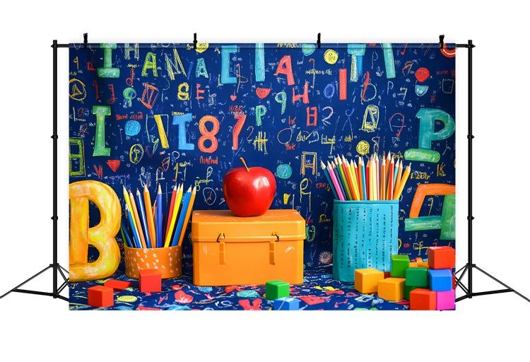 Toile de fond Retour à l’École Salle de Classe Doodle Colorée GQ6-173