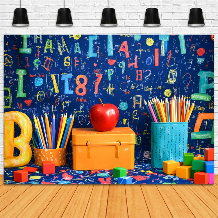 Toile de fond Retour à l’École Salle de Classe Doodle Colorée GQ6-173