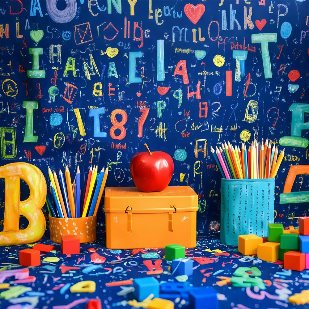 Toile de fond Retour à l’École Salle de Classe Doodle Colorée GQ6-173