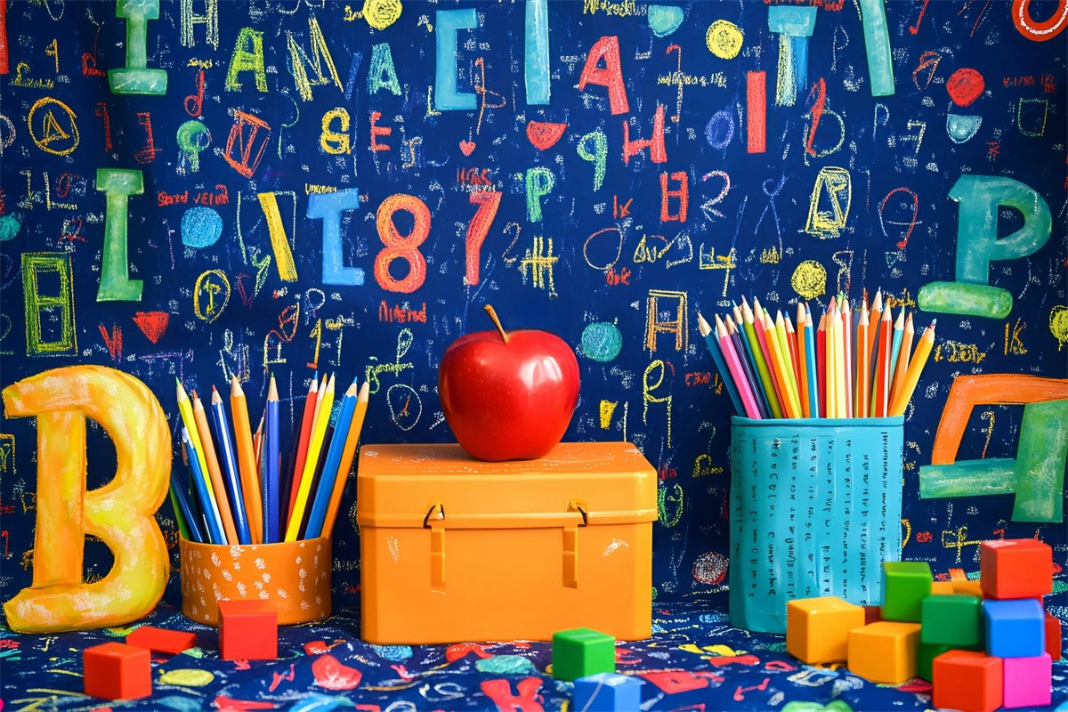 Toile de fond Retour à l’École Salle de Classe Doodle Colorée GQ6-173