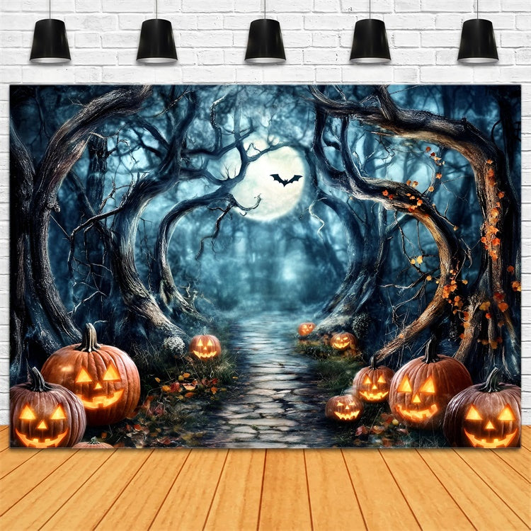 Toile de fond Halloween Sentier Citrouille au Clair de Lune GQ6-182