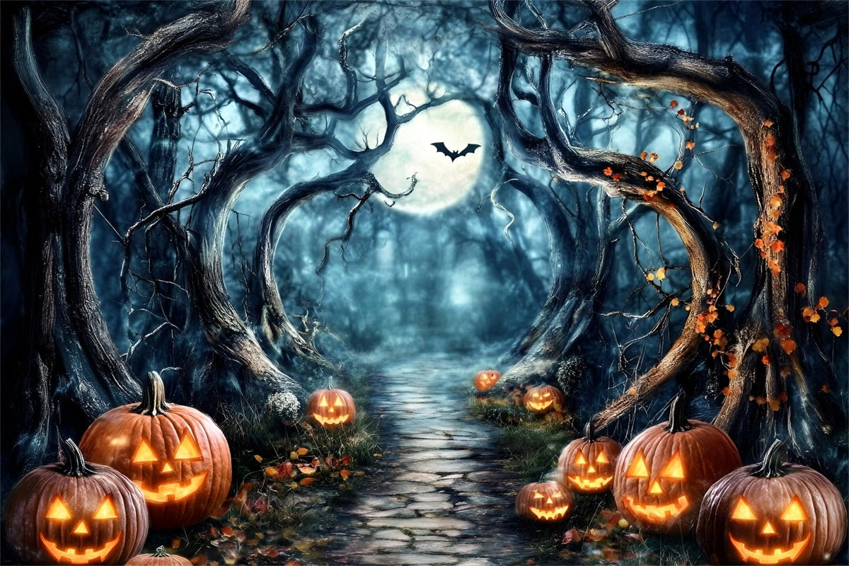 Toile de fond Halloween Sentier Citrouille au Clair de Lune GQ6-182