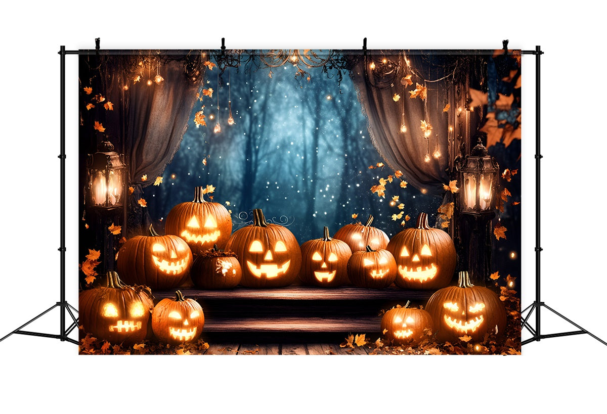 Toile de fond Halloween Rideau Citrouilles Étincelantes GQ6-184