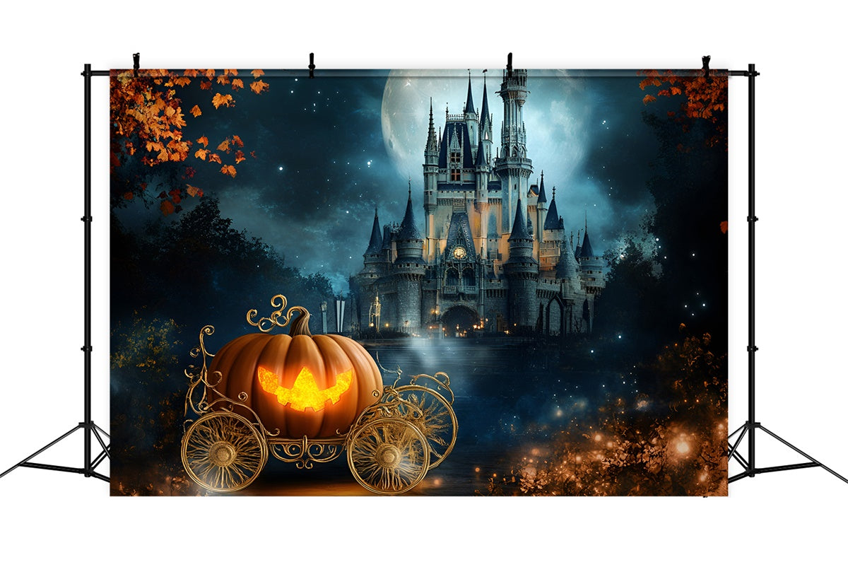 Toile de fond Halloween Château Carrosse Citrouille GQ6-185
