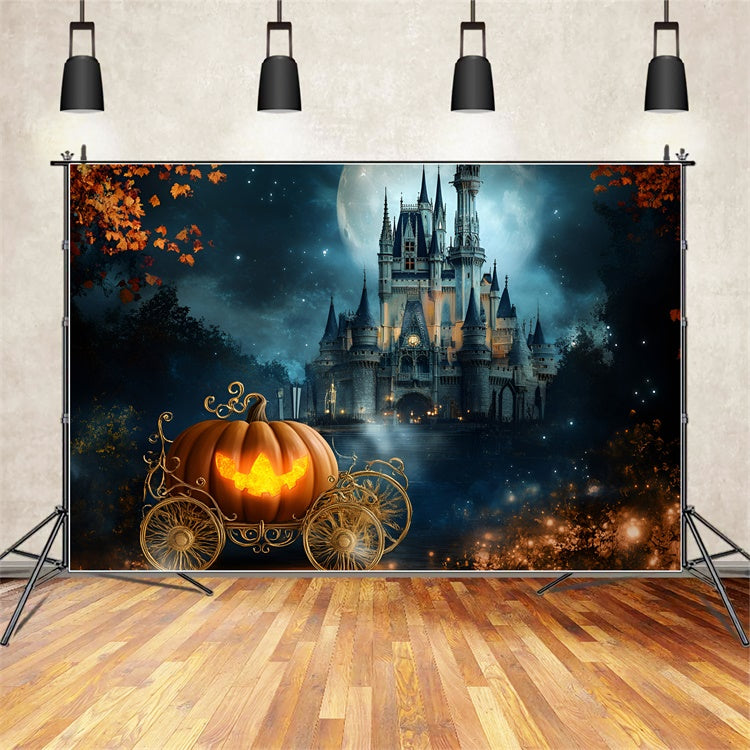 Toile de fond Halloween Château Carrosse Citrouille GQ6-185