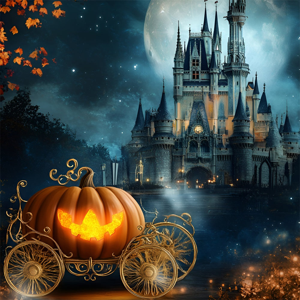 Toile de fond Halloween Château Carrosse Citrouille GQ6-185