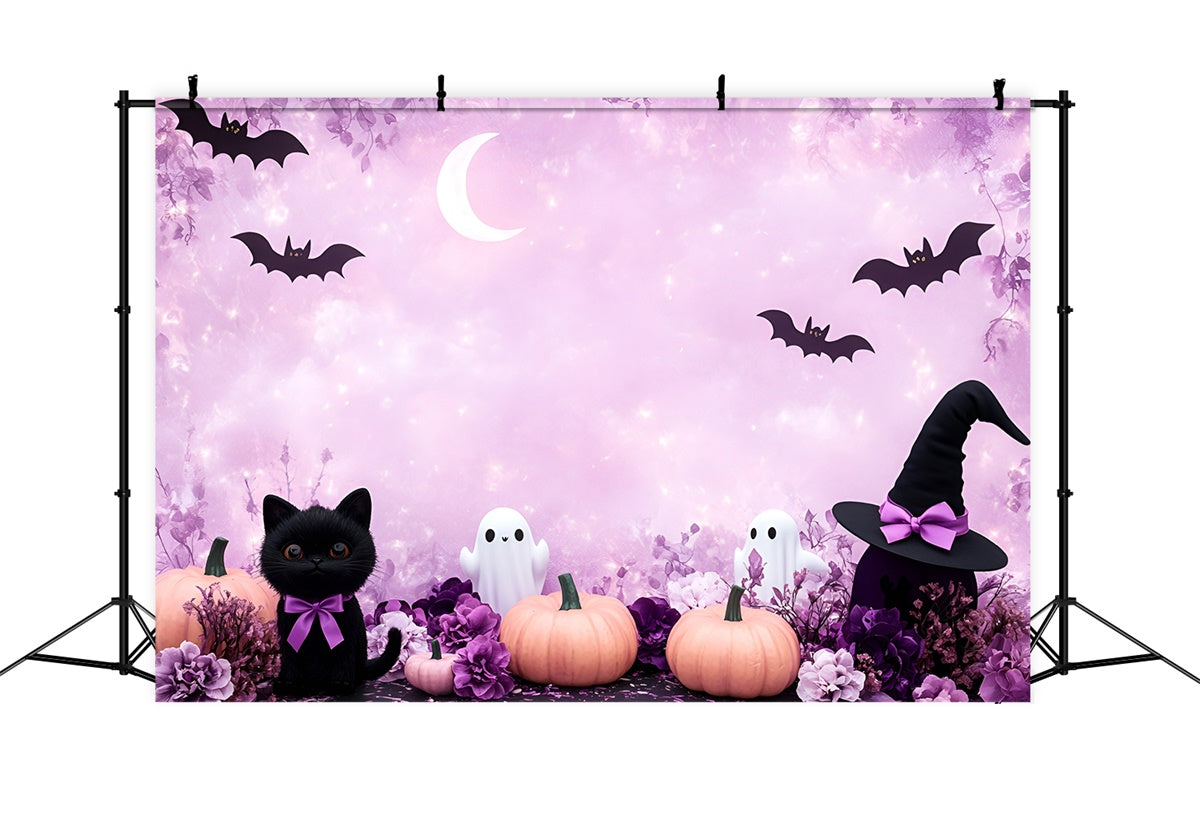 Toile de fond Halloween Vol de Chauve-souris Lune Croissante GQ6-189