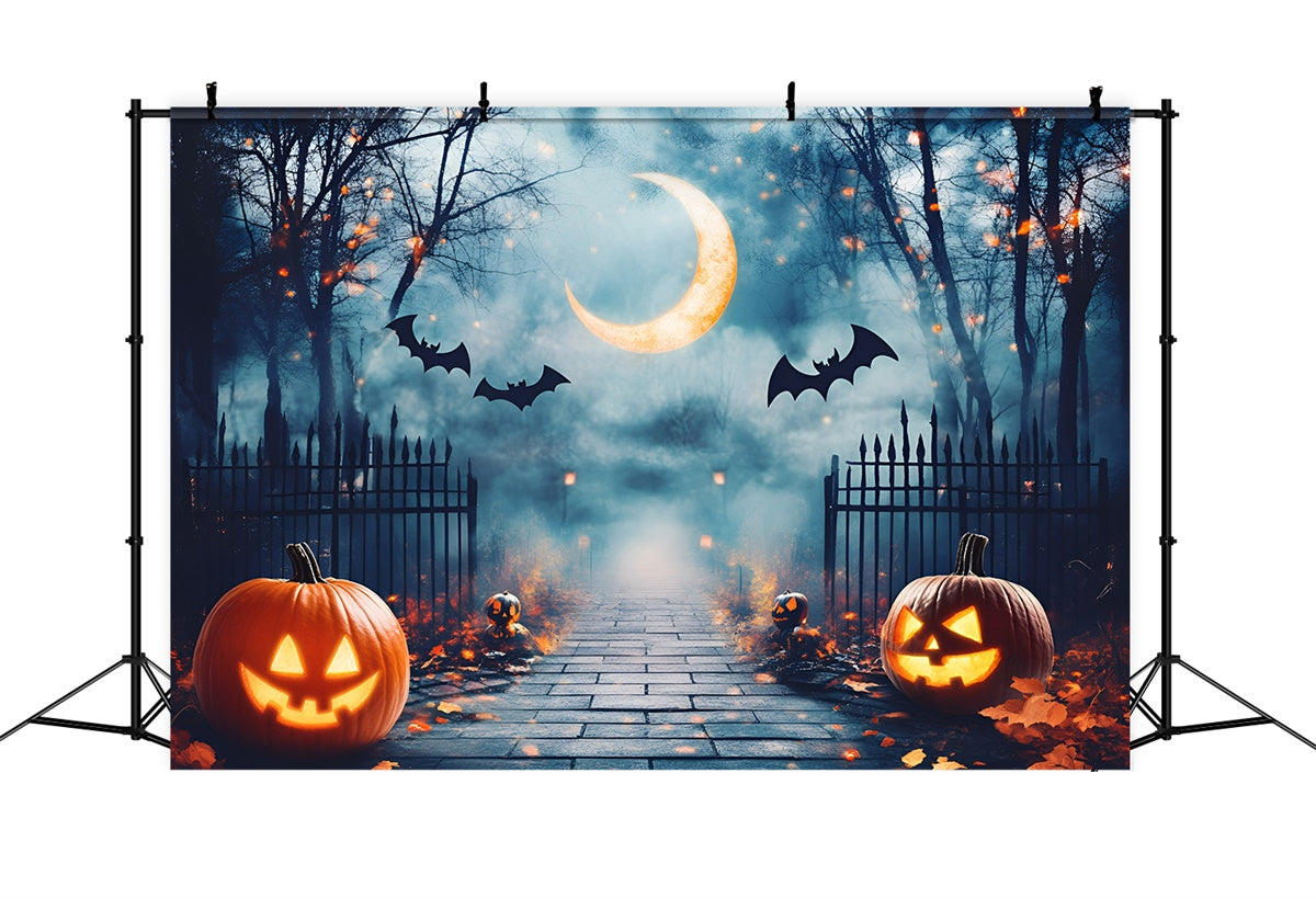 Toile de fond Halloween Grille Hantée au Clair de Lune GQ6-190