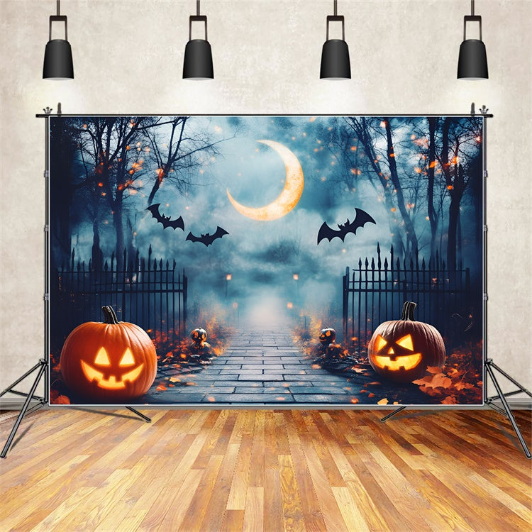 Toile de fond Halloween Grille Hantée au Clair de Lune GQ6-190