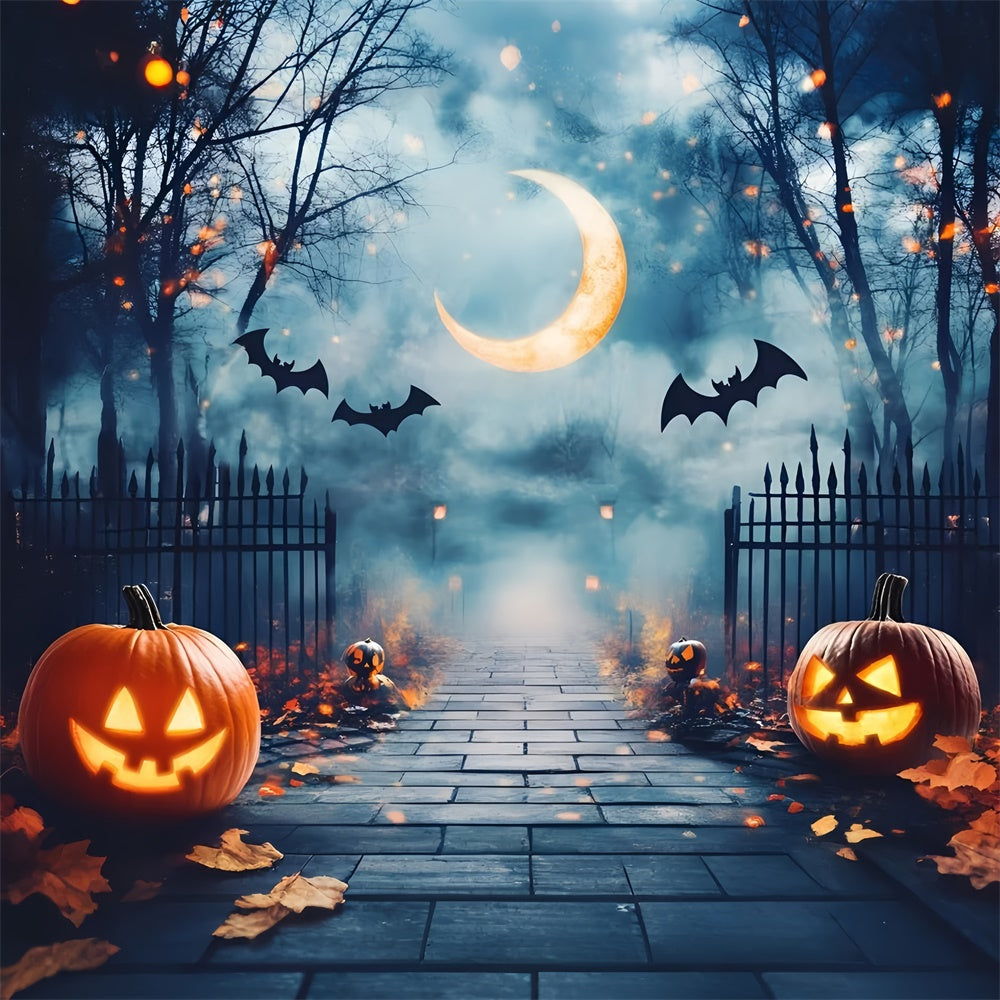 Toile de fond Halloween Grille Hantée au Clair de Lune GQ6-190