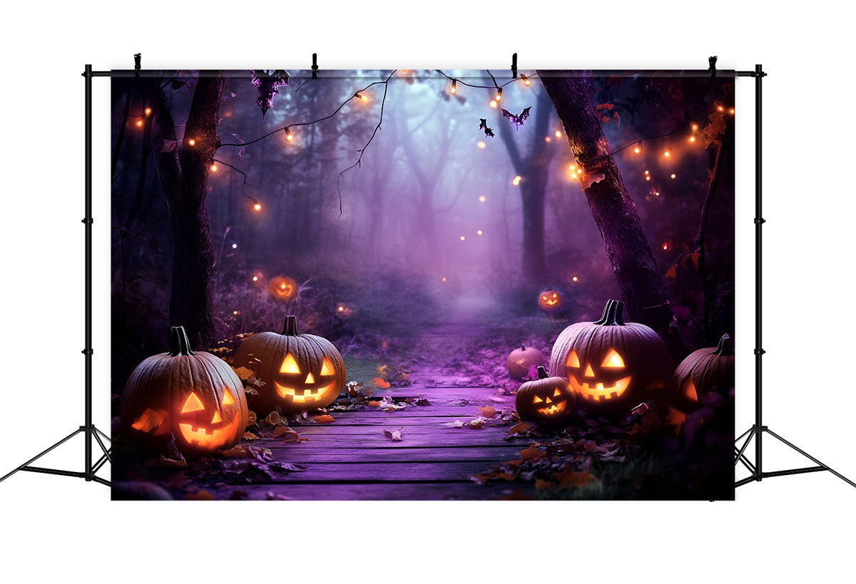 Toile de fond Halloween Forêt Sombre Citrouille Crépusculaire GQ6-201