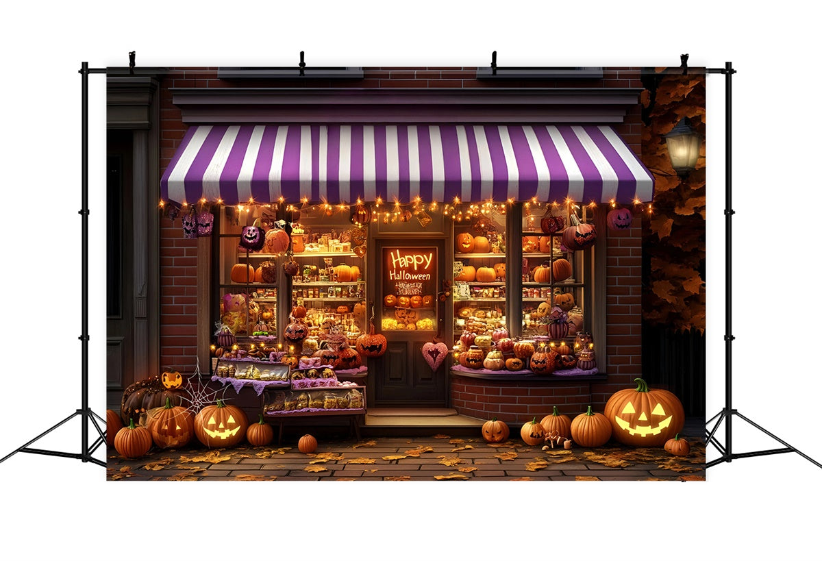 Toile de fond Halloween Fenêtre Hantée et Citrouille GQ6-204
