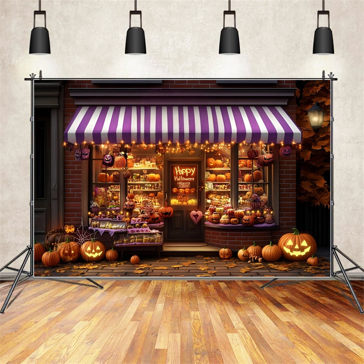 Toile de fond Halloween Fenêtre Hantée et Citrouille GQ6-204