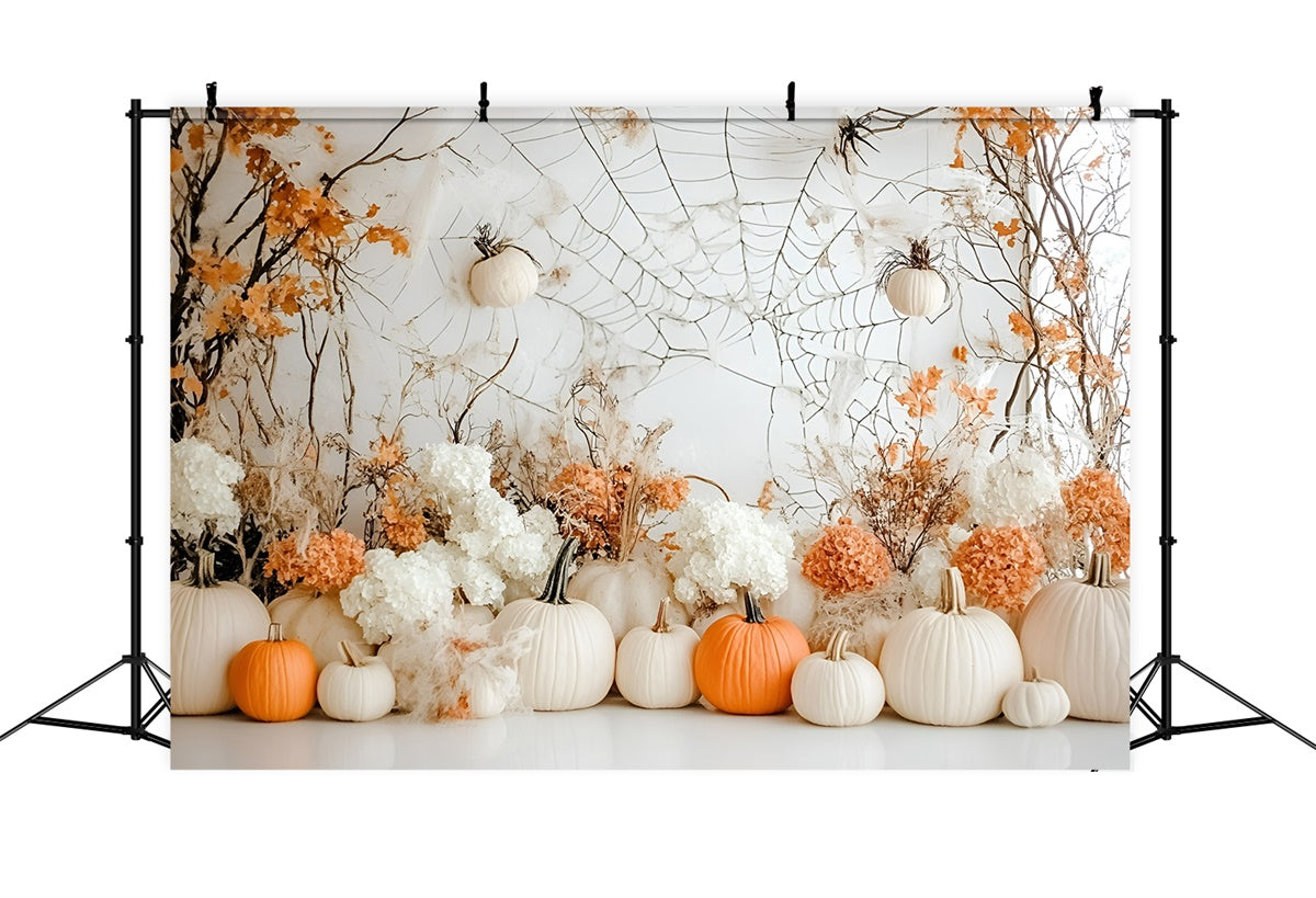Toile de fond Halloween Citrouille Blanche Élégante Automne GQ6-207