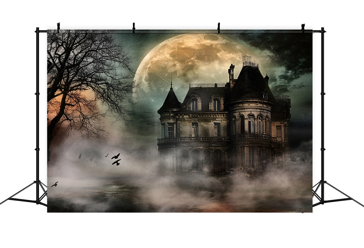Toile de fond Halloween Manoir Hanté au Clair de Lune GQ6-209