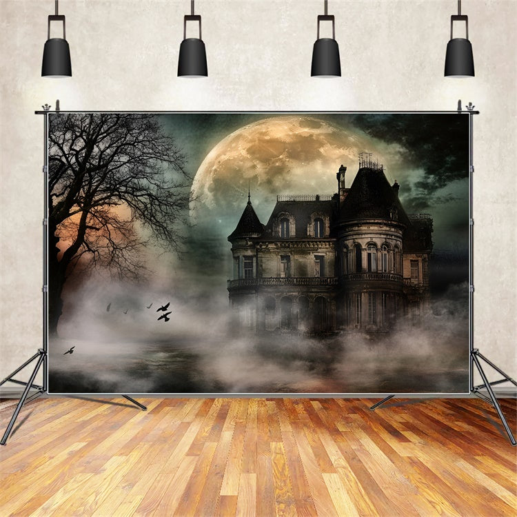 Toile de fond Halloween Manoir Hanté au Clair de Lune GQ6-209
