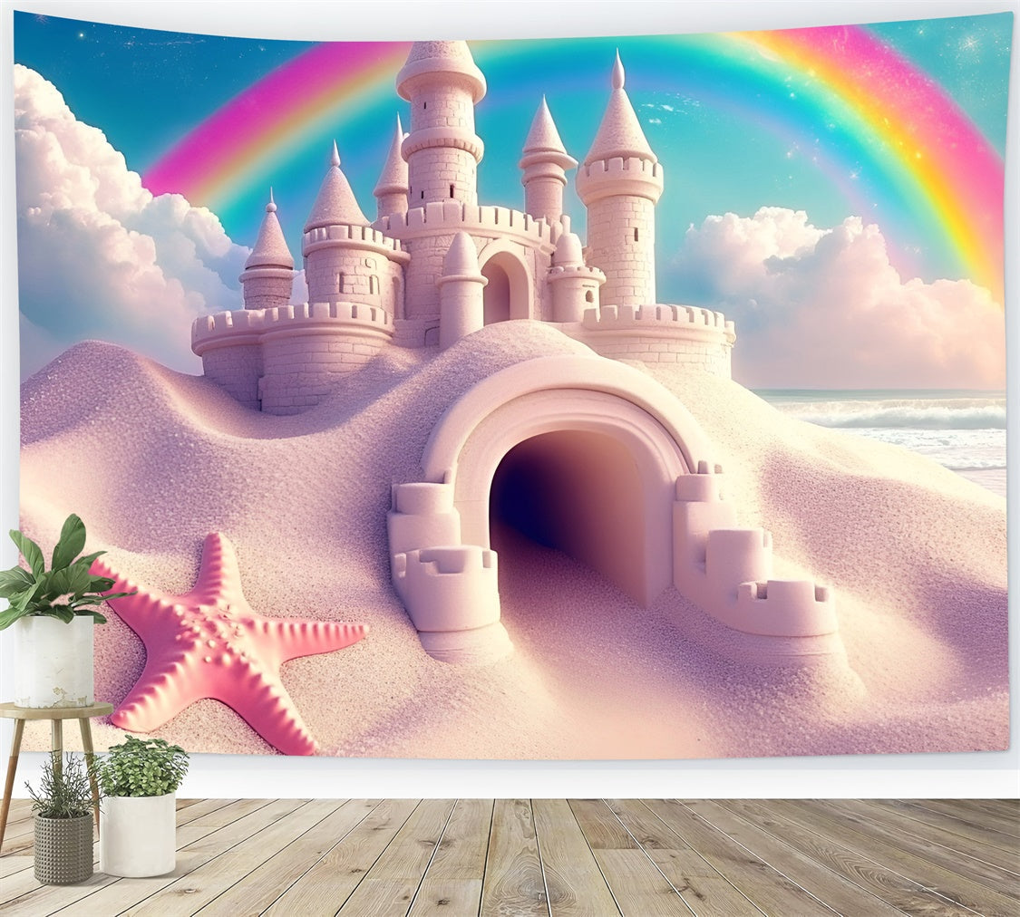 Toile de fond Été Forteresse de Rêve Plage Arc-en-Ciel GQ6-21