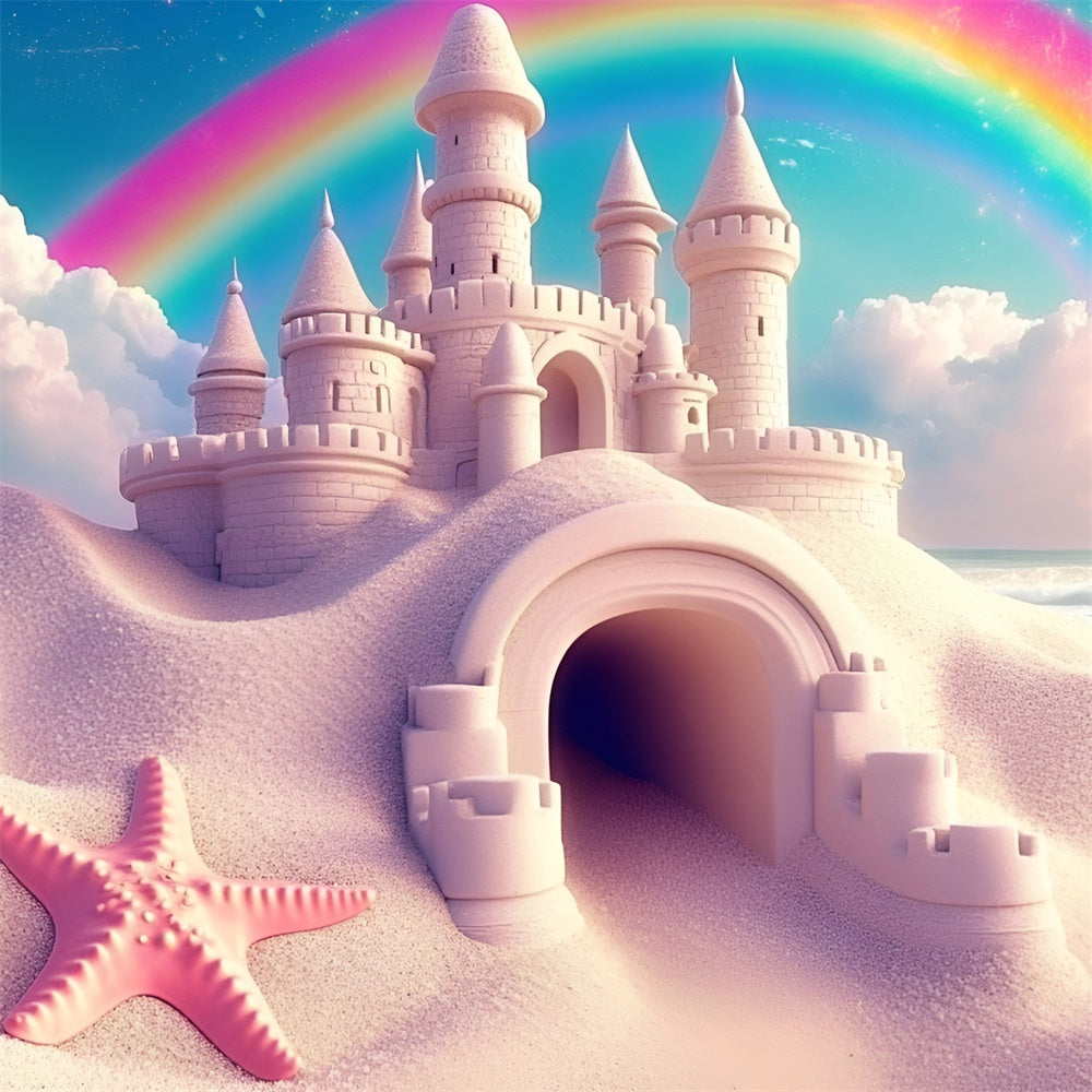 Toile de fond Été Forteresse de Rêve Plage Arc-en-Ciel GQ6-21