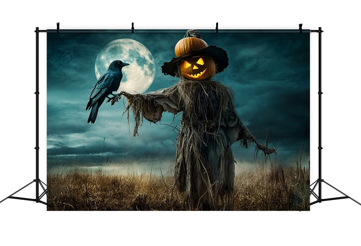 Toile de fond Halloween Champ Épouvantail Citrouille Hanté GQ6-212