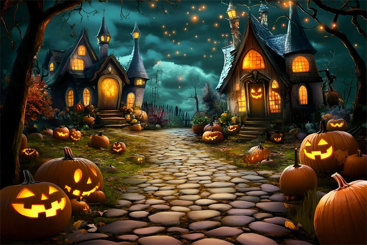 Toile de fond Halloween Village Hanté Lumineux GQ6-213