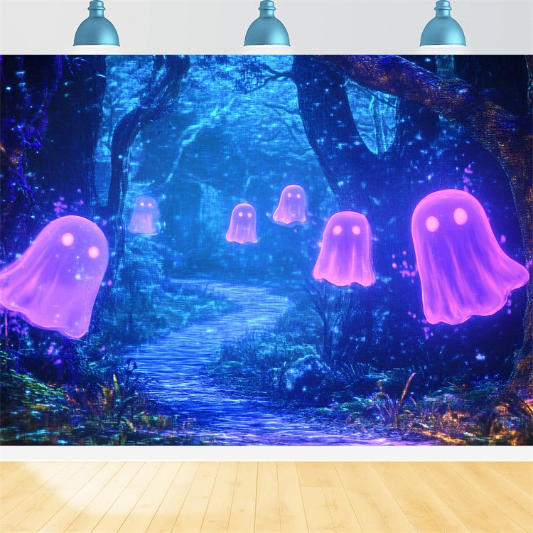 Toile de fond Halloween Forêt Fantôme Sentier Mystique GQ6-216