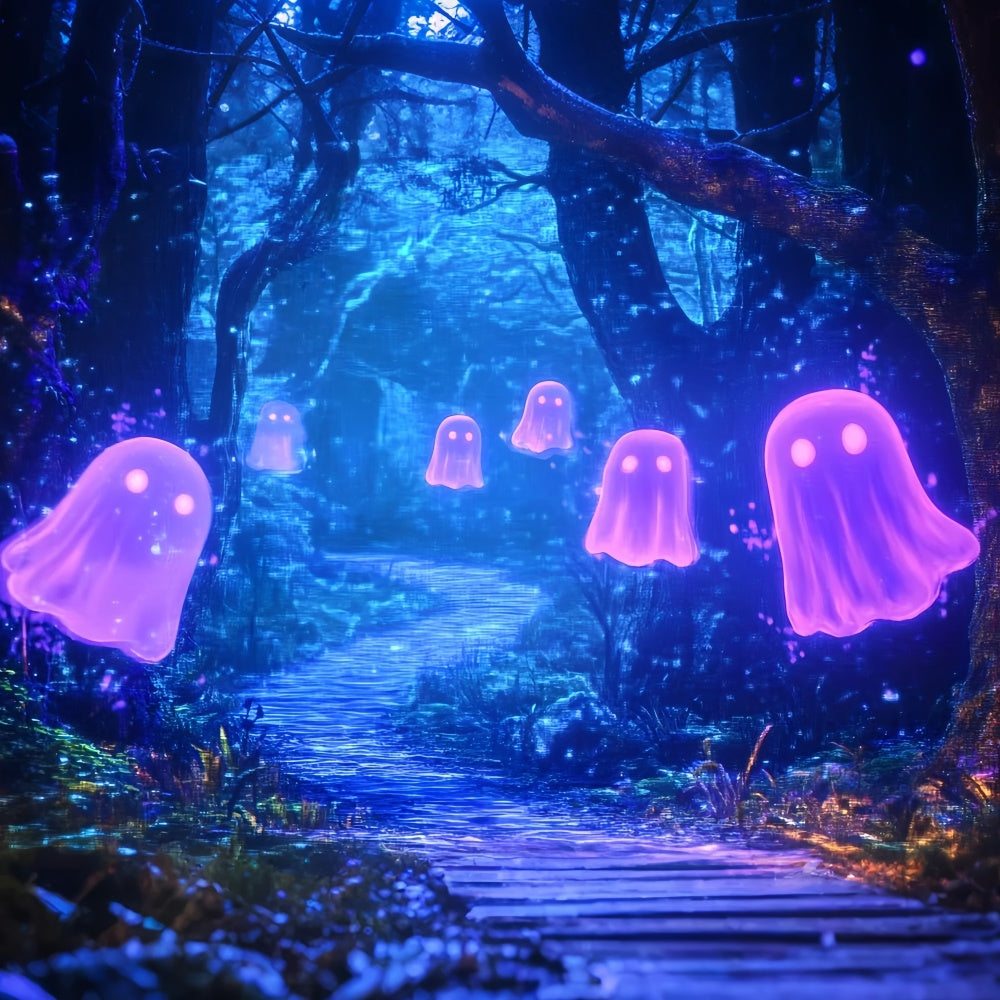 Toile de fond Halloween Forêt Fantôme Sentier Mystique GQ6-216