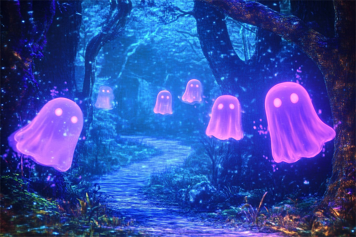 Toile de fond Halloween Forêt Fantôme Sentier Mystique GQ6-216