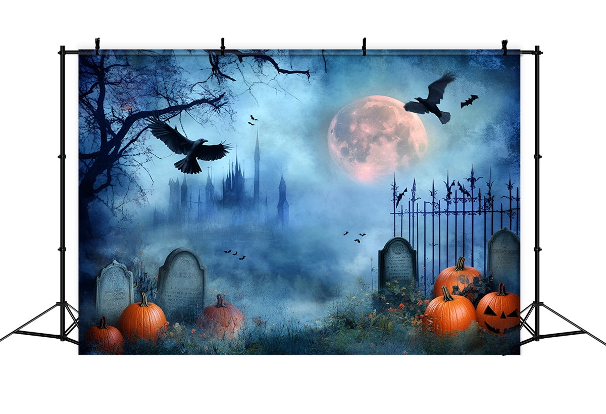 Toile de fond Halloween Cimetière Minuit Sombre GQ6-217