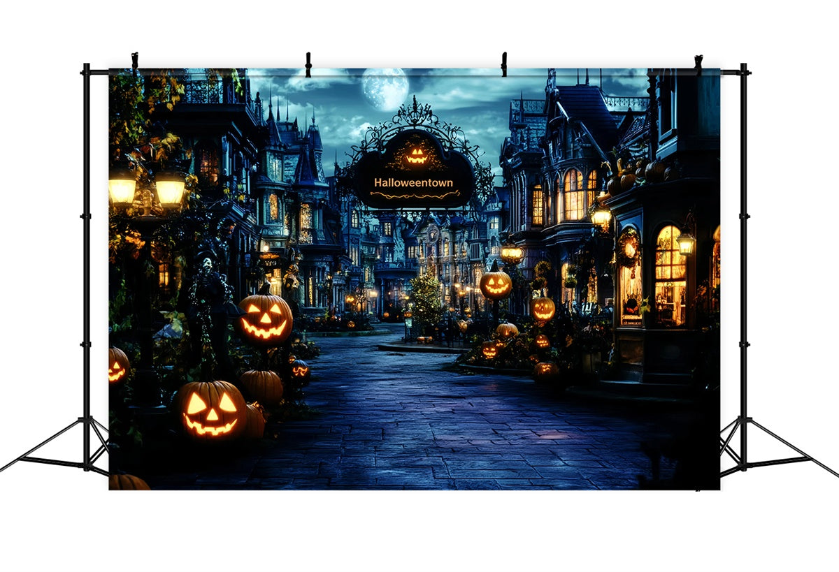 Toile de fond Halloween Village Hanté Lanternes GQ6-222