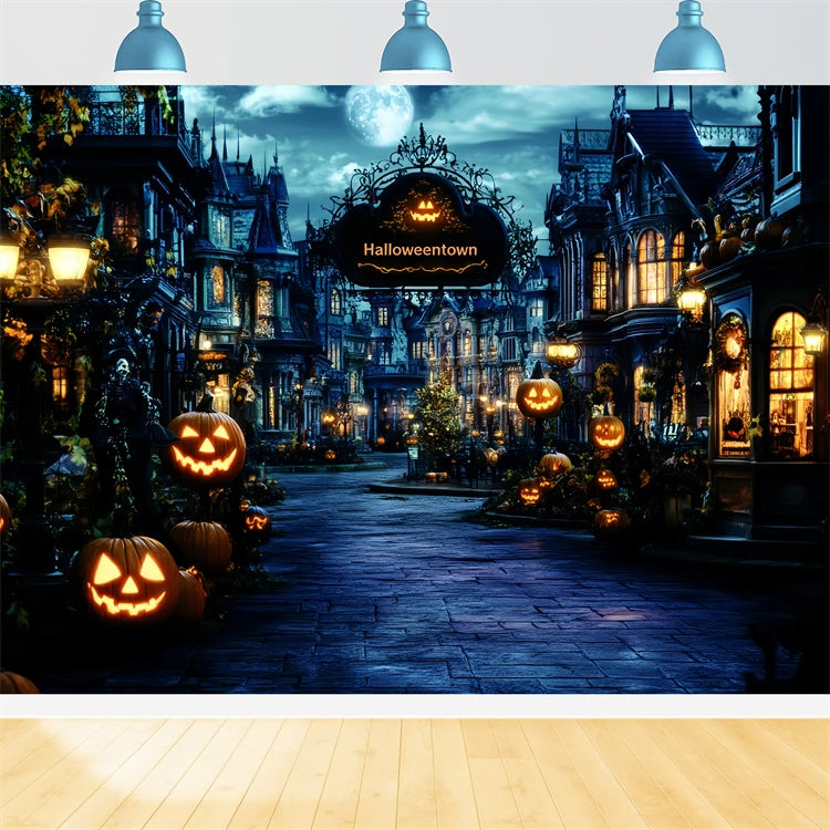 Toile de fond Halloween Village Hanté Lanternes GQ6-222